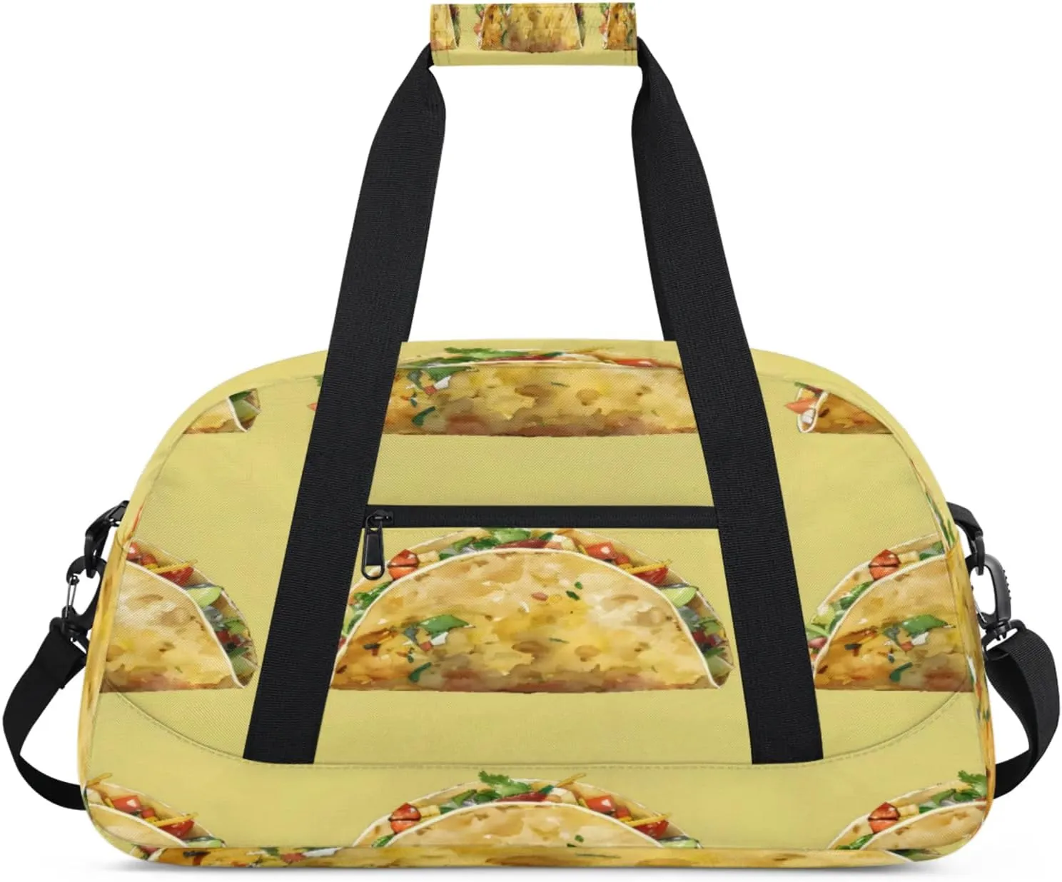 Pancake Burrito Small Gym Bag for Women Men, Burritos Print Travel Duffle Bag Workout Dance Tote Bag Carry On Overnight Weekender Bag