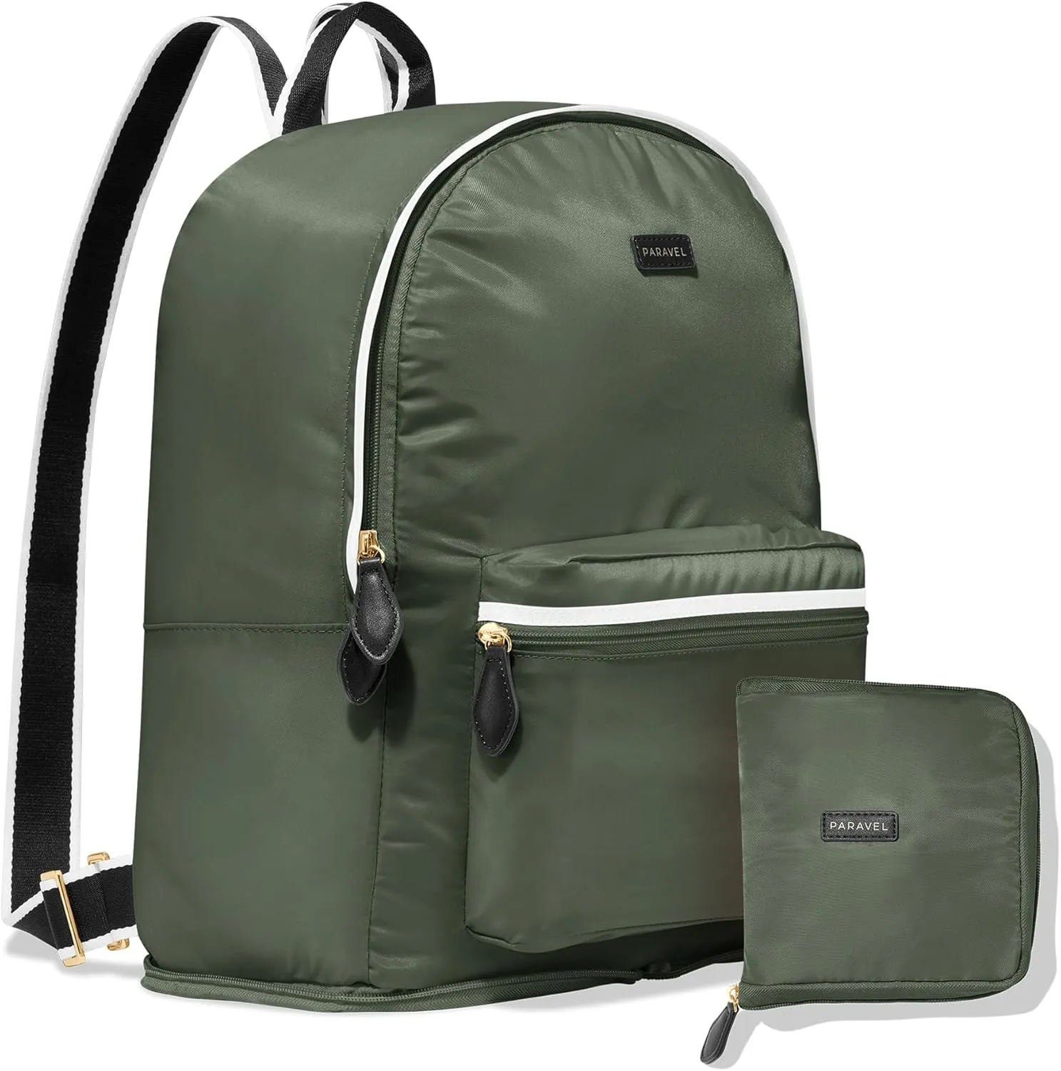 Paravel Fold Up Travel Backpack | Packable and Lightweight Foldable Travel Bag | Carry On Nylon Backpack with Trolley Sleeve, Safari Green