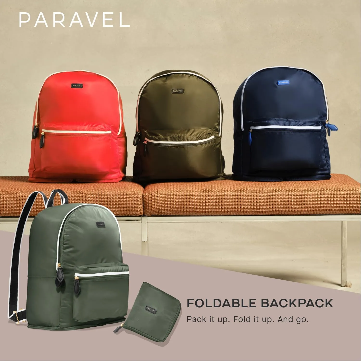 Paravel Fold Up Travel Backpack | Packable and Lightweight Foldable Travel Bag | Carry On Nylon Backpack with Trolley Sleeve, Safari Green
