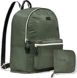Paravel Fold Up Travel Backpack | Packable and Lightweight Foldable Travel Bag | Carry On Nylon Backpack with Trolley Sleeve, Safari Green