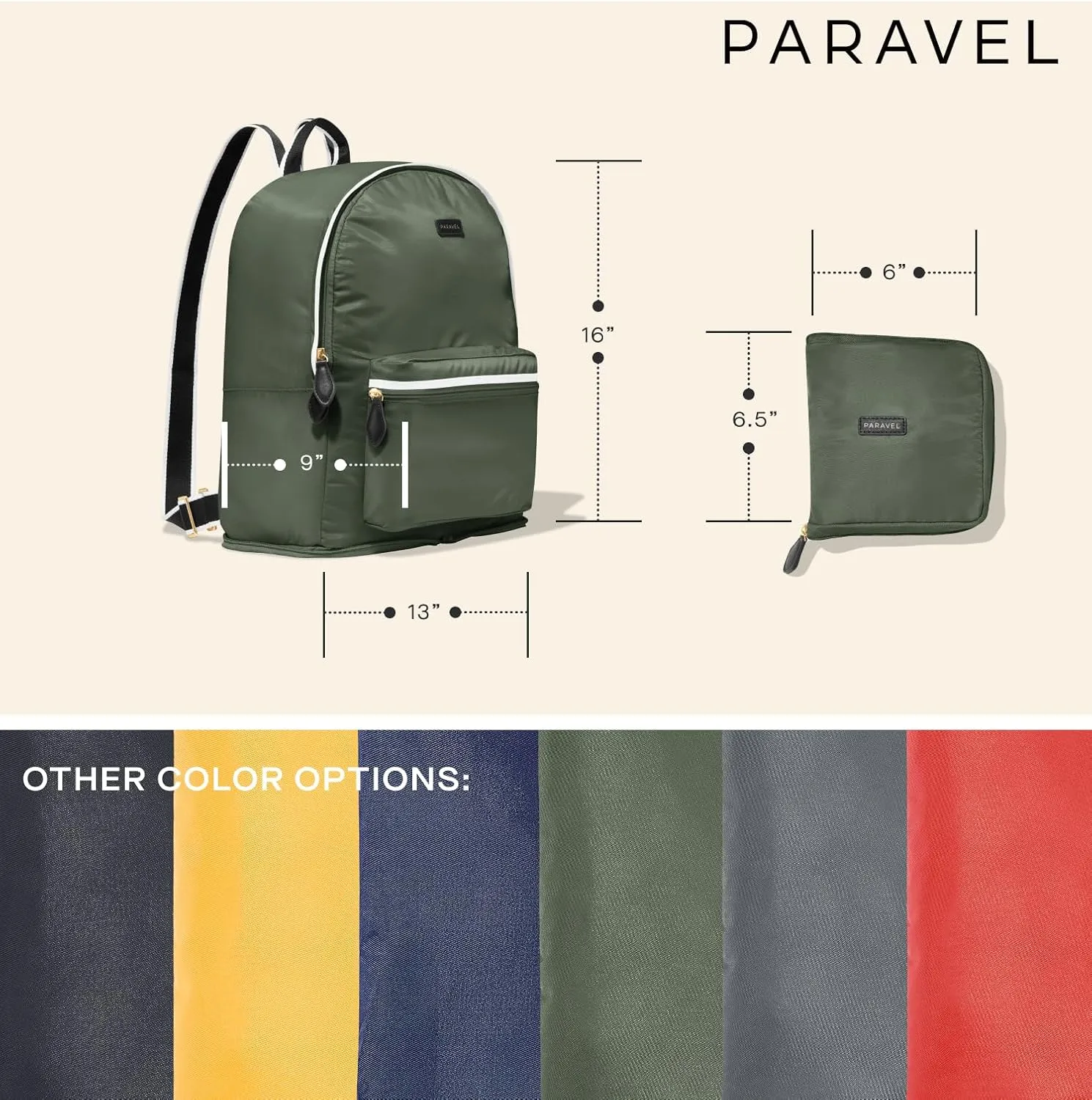 Paravel Fold Up Travel Backpack | Packable and Lightweight Foldable Travel Bag | Carry On Nylon Backpack with Trolley Sleeve, Safari Green