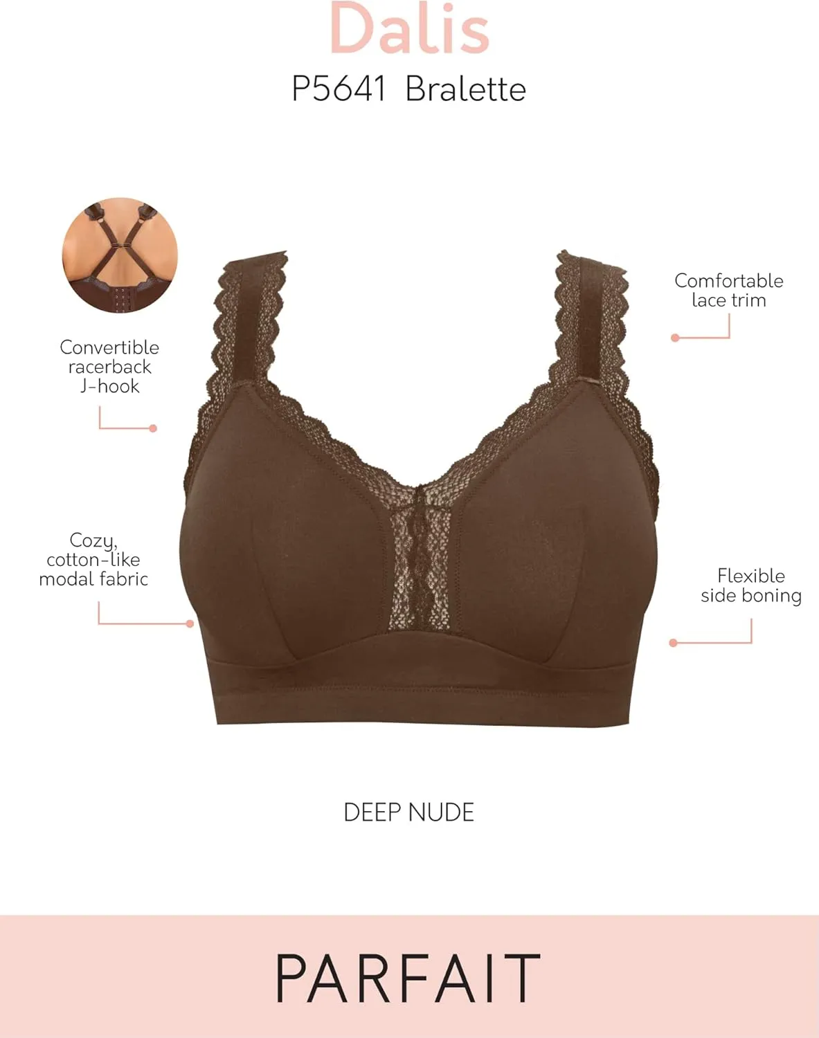 PARFAIT Dalis P5641 Women's Full Busted and Curvy Wire Free Bralette