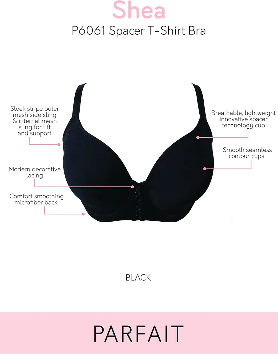 PARFAIT Shea P6061 Women's Spacer T-Shirt Full Busted Bra