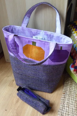 Patchwork Pumpkin and Tweed Large Tote Bag