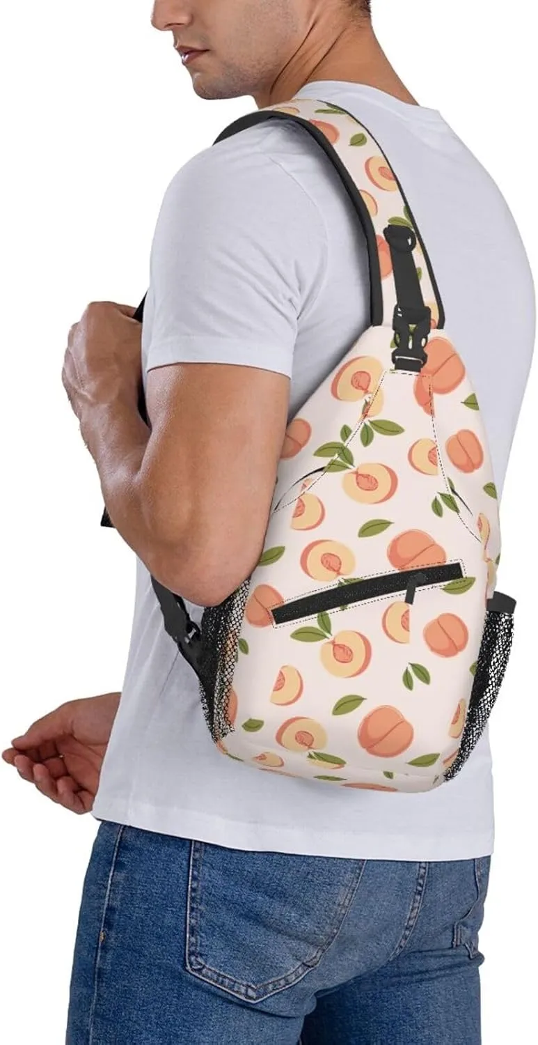 Peach Crossbody Sling Backpack Sling Bag Adjustable Chest Shoulder Daypack For Women Men