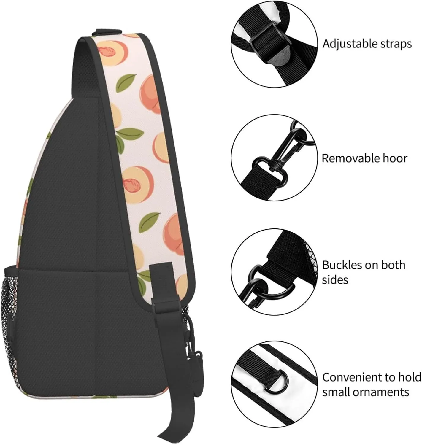 Peach Crossbody Sling Backpack Sling Bag Adjustable Chest Shoulder Daypack For Women Men