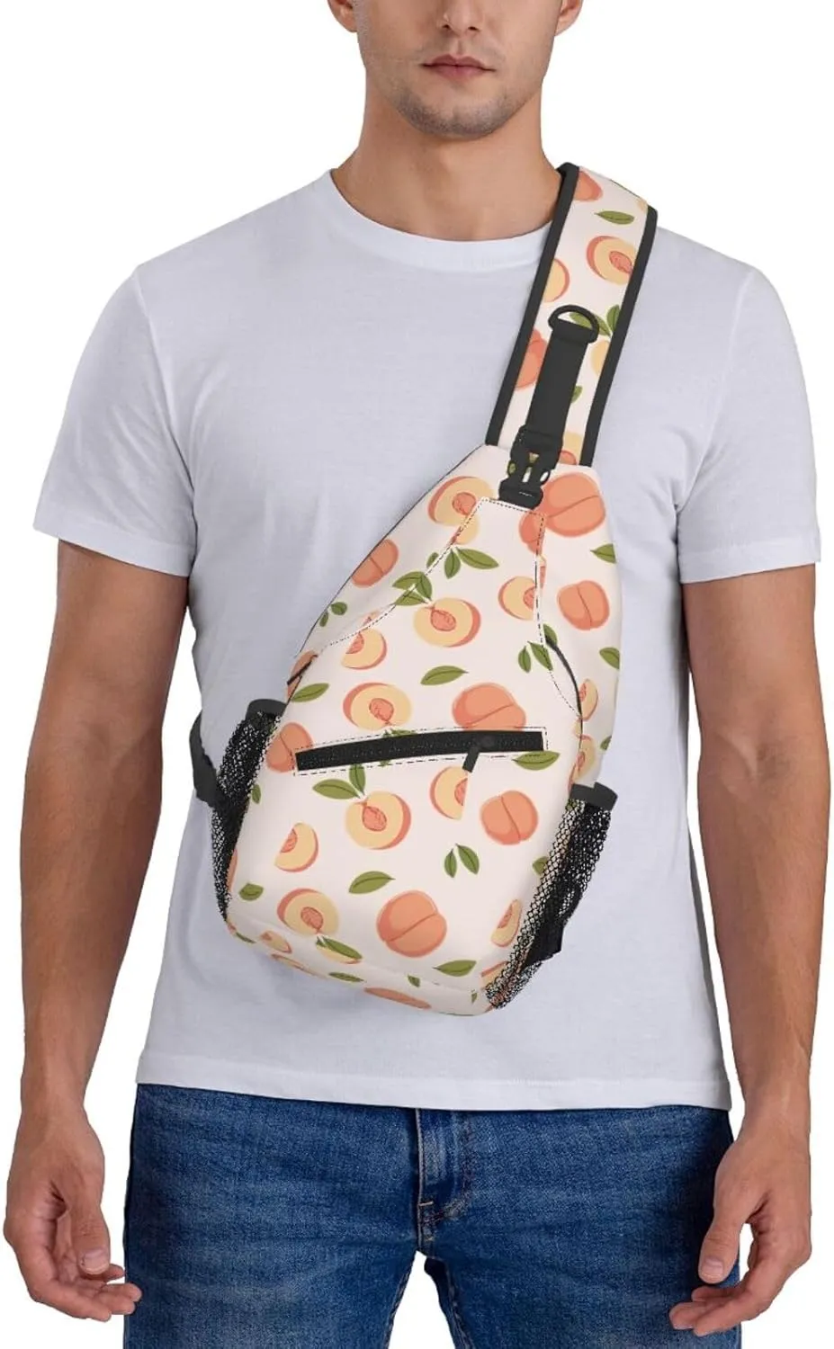 Peach Crossbody Sling Backpack Sling Bag Adjustable Chest Shoulder Daypack For Women Men