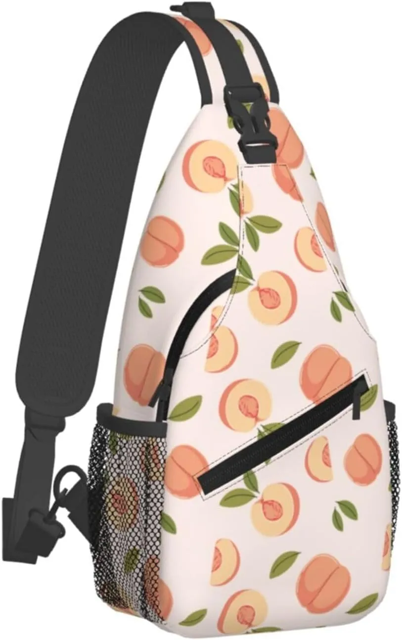 Peach Crossbody Sling Backpack Sling Bag Adjustable Chest Shoulder Daypack For Women Men