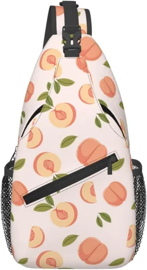Peach Crossbody Sling Backpack Sling Bag Adjustable Chest Shoulder Daypack For Women Men