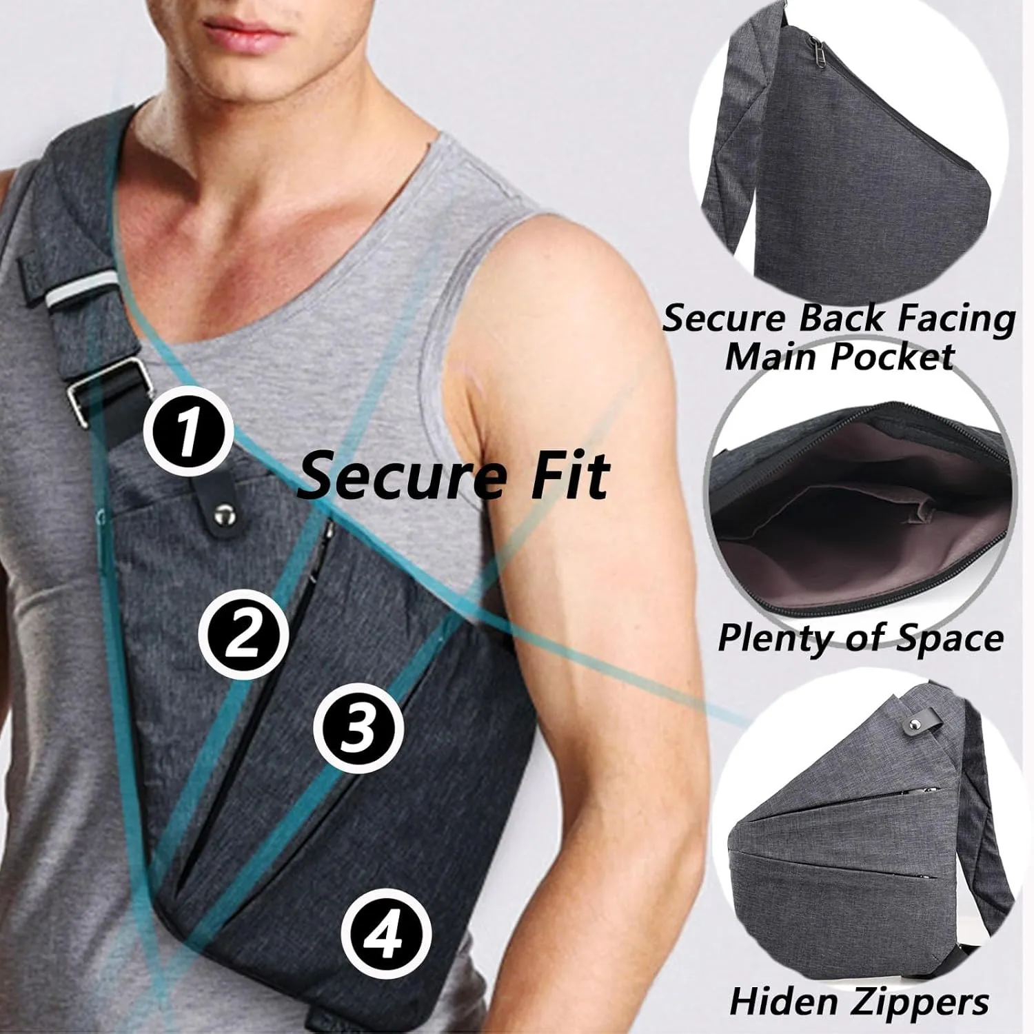 Peak Carry Slim Bag for Women, The Slim Carry Sling Bag, Safe Anti Theft Travel Cross Body Personal Flex Bag