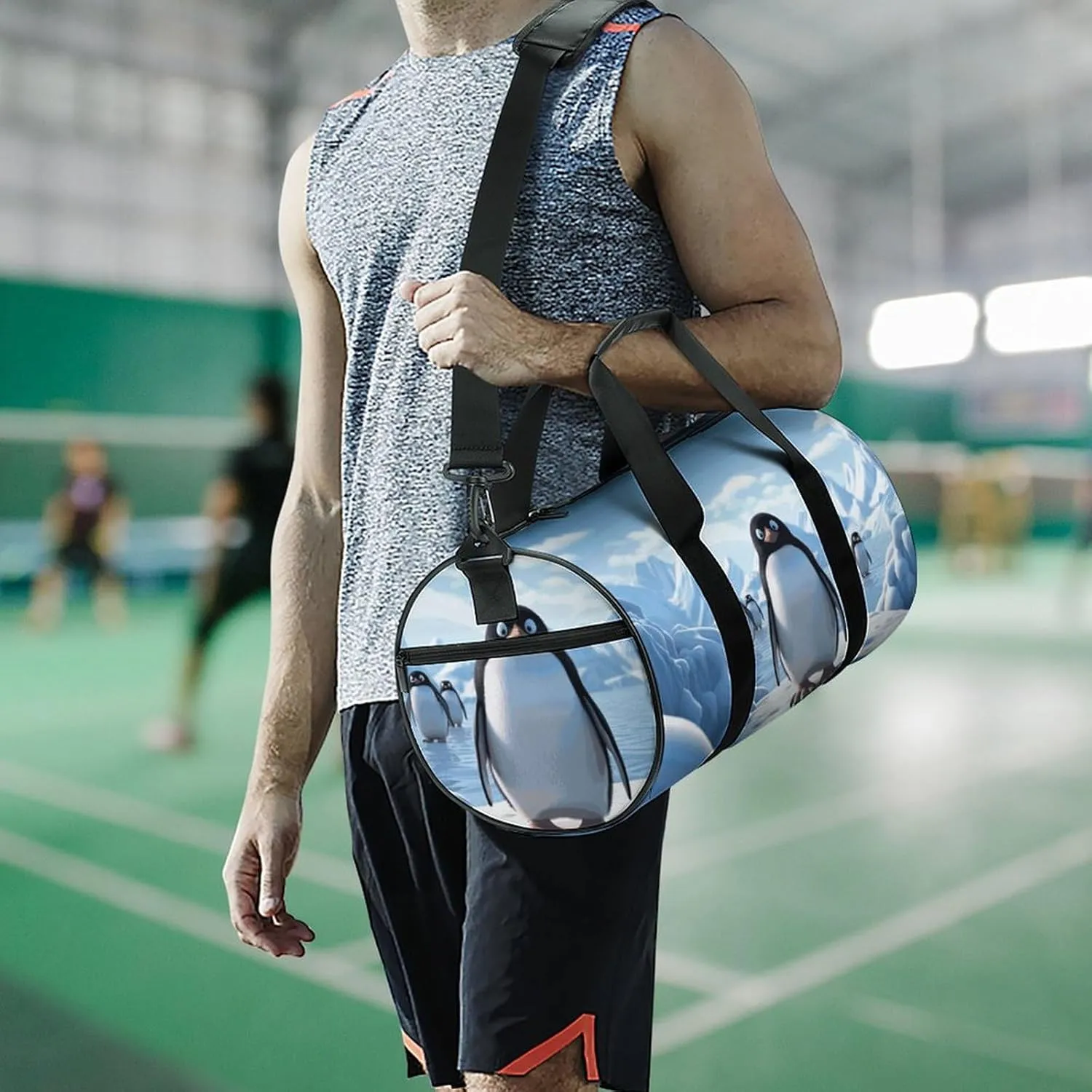 Penguin Antarctica Ice Gym Bag Small Travel Duffle Bag with Compartment Carry On Weekender Bag for Women Men
