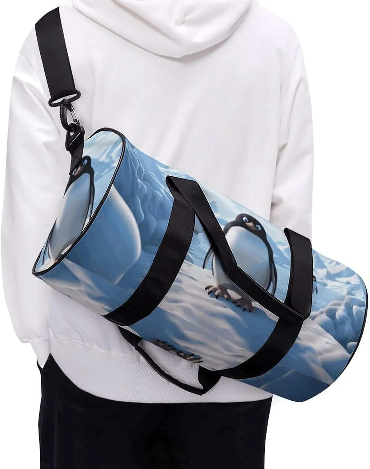 Penguin Antarctica Ice Gym Bag Small Travel Duffle Bag with Compartment Carry On Weekender Bag for Women Men