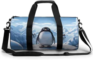 Penguin Antarctica Ice Gym Bag Small Travel Duffle Bag with Compartment Carry On Weekender Bag for Women Men