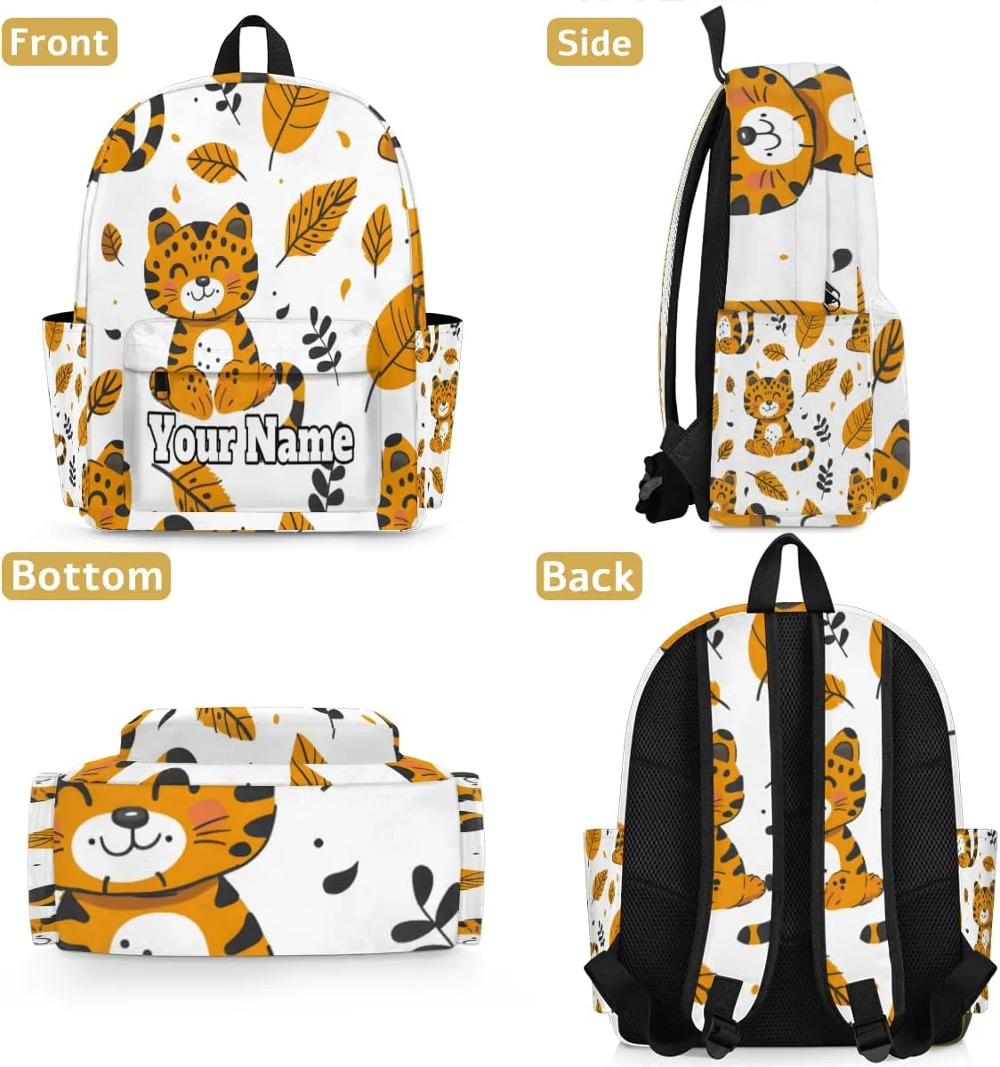 Personalized Animals Tigers Preschool Toddler Backpack for Boys Girls Custom Kids Name Small Bookbags Kindergarten Elementary Backpack, Tiger Forest
