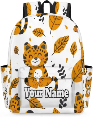 Personalized Animals Tigers Preschool Toddler Backpack for Boys Girls Custom Kids Name Small Bookbags Kindergarten Elementary Backpack, Tiger Forest