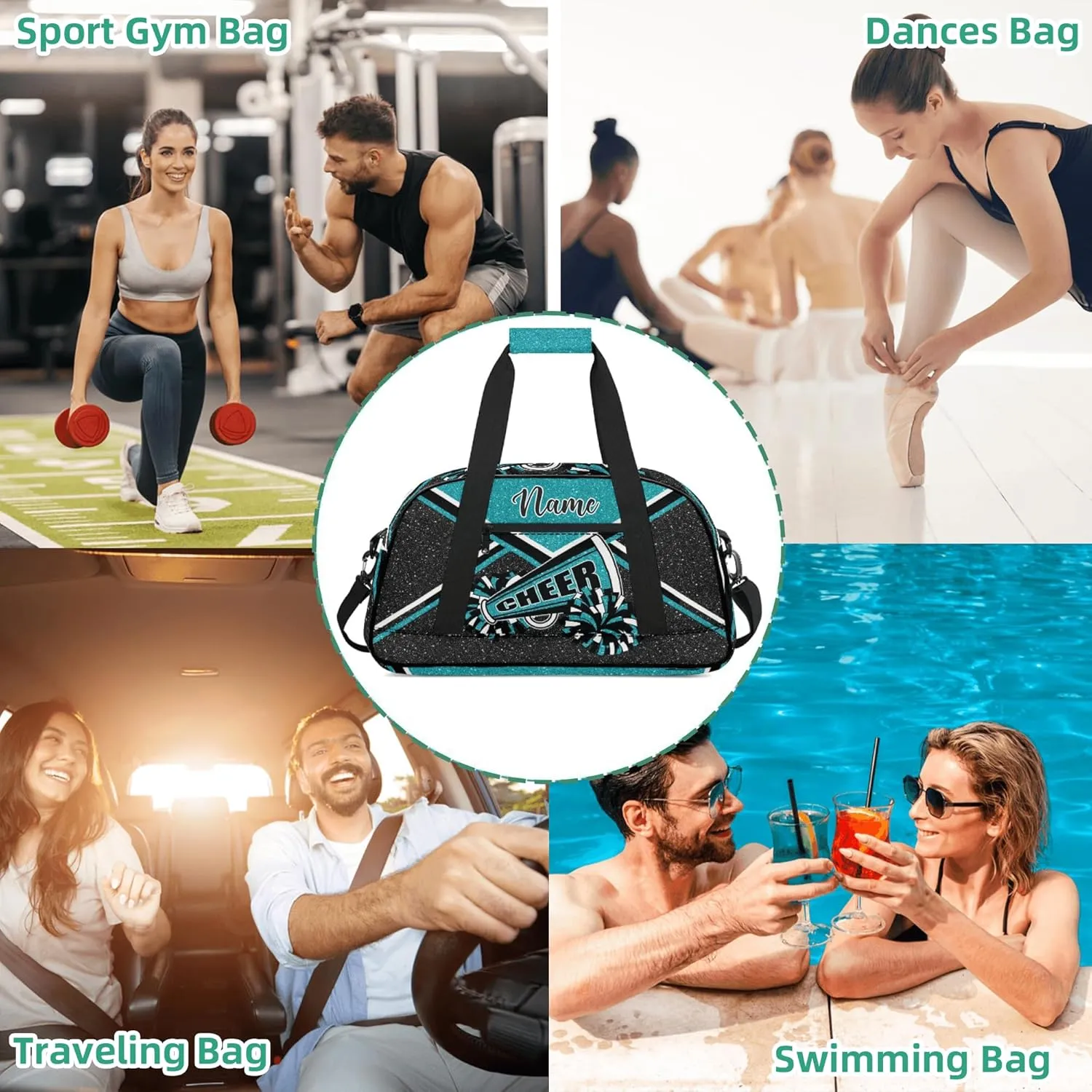 Personalized Cheer Bag with Name, Custom Cheerleader Duffle Bag for Women, Gym Travel Bag for Cheerleaders (Red)