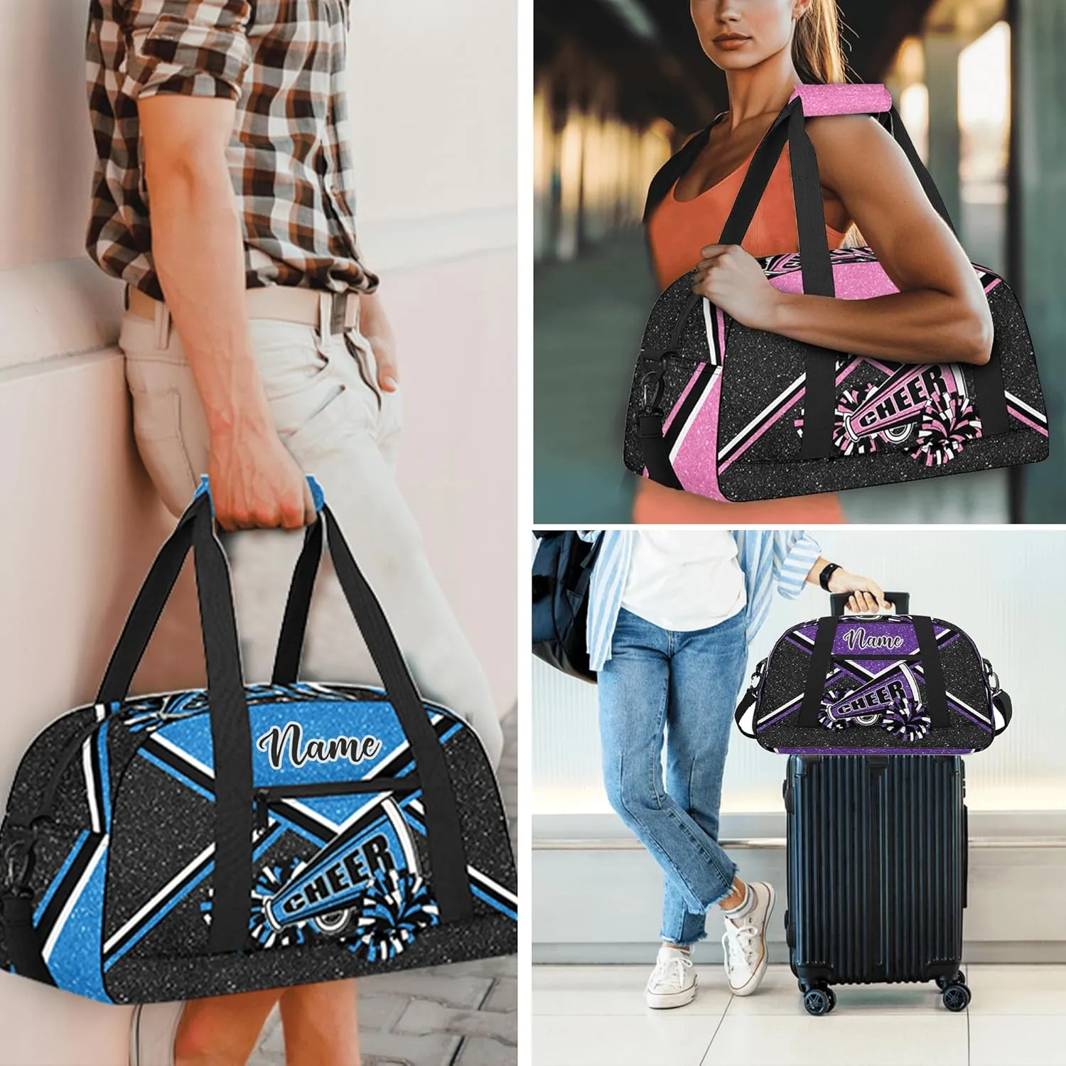 Personalized Cheer Bag with Name, Custom Cheerleader Duffle Bag for Women, Gym Travel Bag for Cheerleaders (Red)