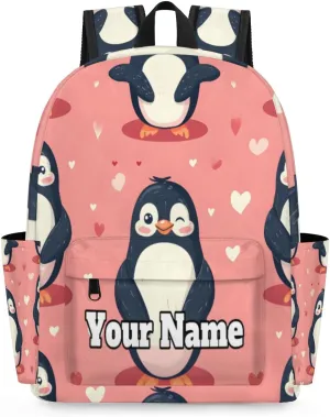 Personalized Cute Penguin Preschool Toddler Backpack for Boys Girls Custom Kids Name Small Bookbags Kindergarten Elementary Backpack, Penguin