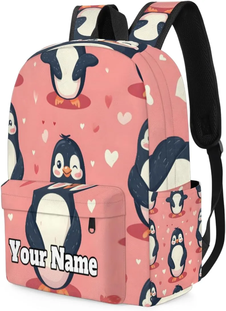 Personalized Cute Penguin Preschool Toddler Backpack for Boys Girls Custom Kids Name Small Bookbags Kindergarten Elementary Backpack, Penguin