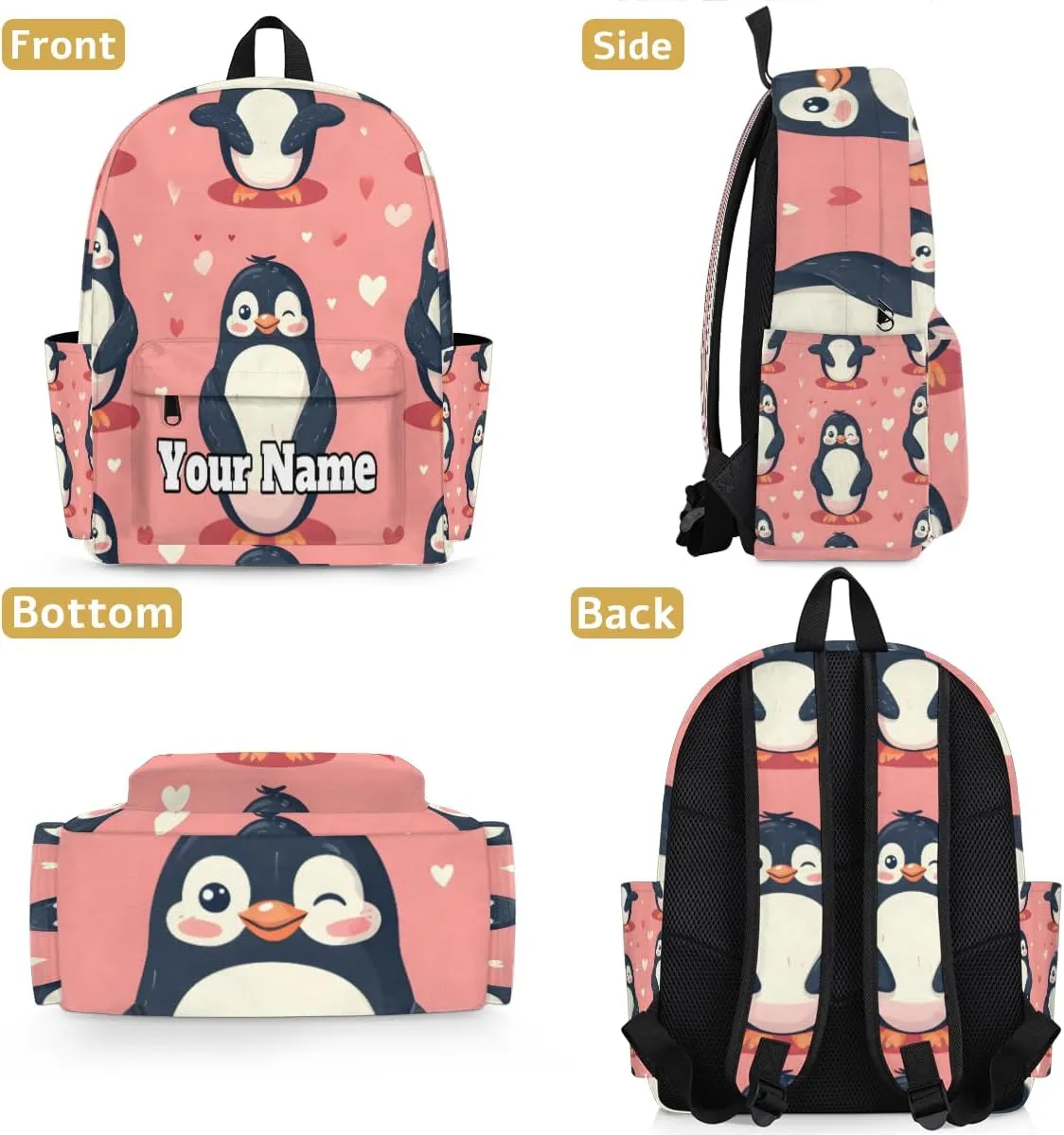 Personalized Cute Penguin Preschool Toddler Backpack for Boys Girls Custom Kids Name Small Bookbags Kindergarten Elementary Backpack, Penguin