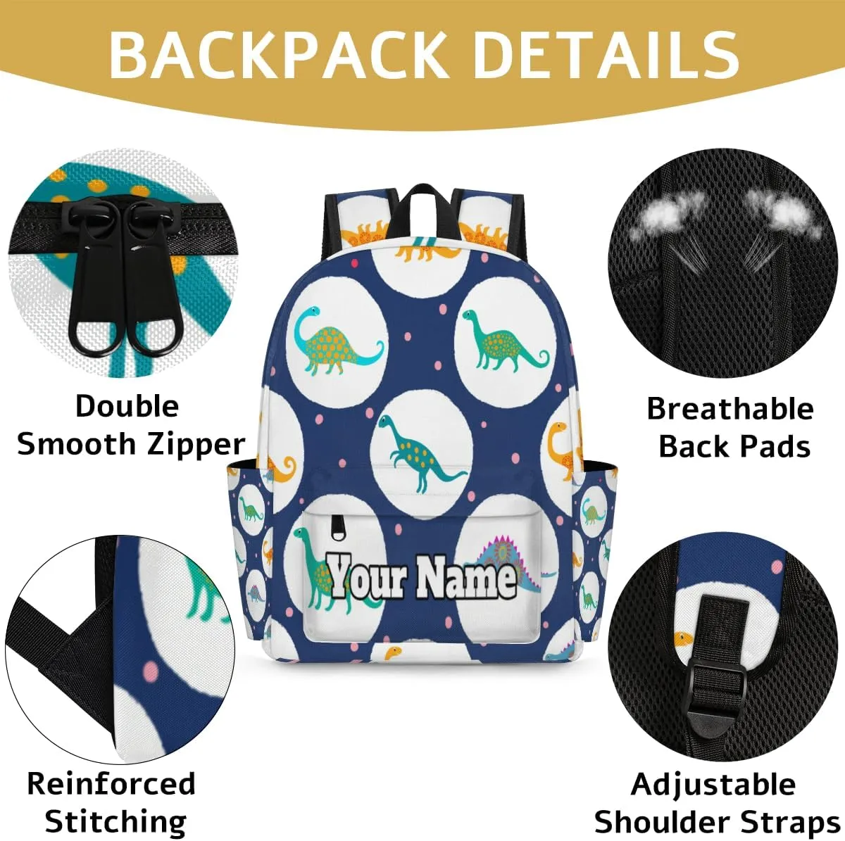Personalized Cute Preschool Toddler Backpack for Boys Girls Custom Kids Name Small Bookbags Kindergarten Elementary Backpack, Dinosaur