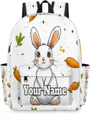 Personalized Cute Rabbit Preschool Toddler Backpack for Boys Girls Custom Kids Name Small Bookbags Kindergarten Elementary Backpack, Rabbit Carrot