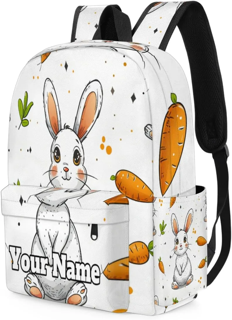 Personalized Cute Rabbit Preschool Toddler Backpack for Boys Girls Custom Kids Name Small Bookbags Kindergarten Elementary Backpack, Rabbit Carrot