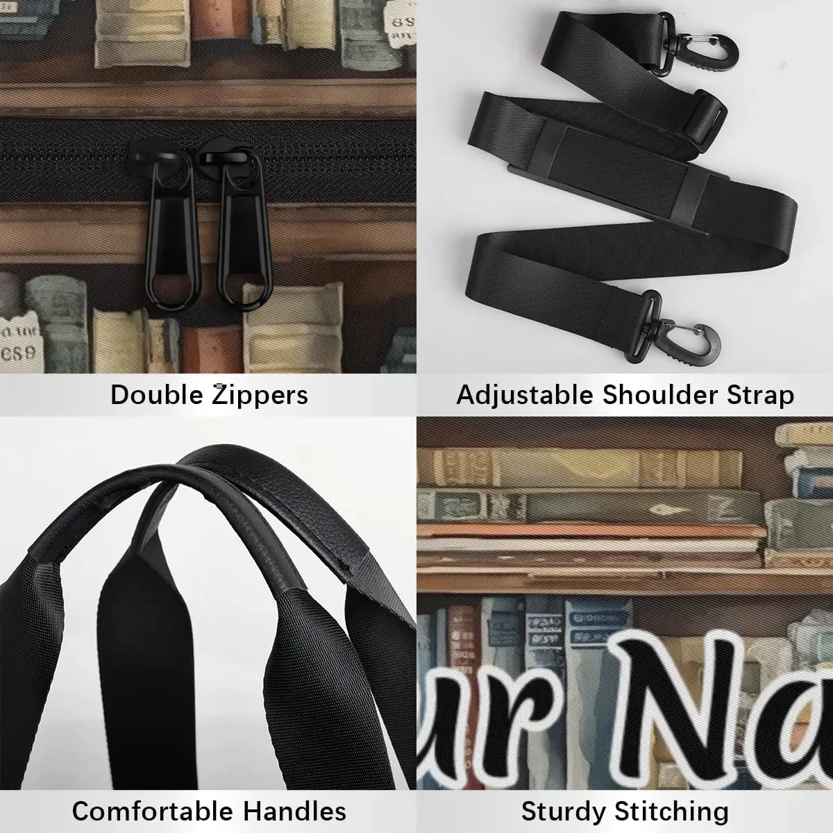 Personalized Duffel Bag for Women, Custom Bookshelf Gym Bag for Sports, Waterproof Dance Bag with Name, Lightweight Carryon Gym Bag, Educational