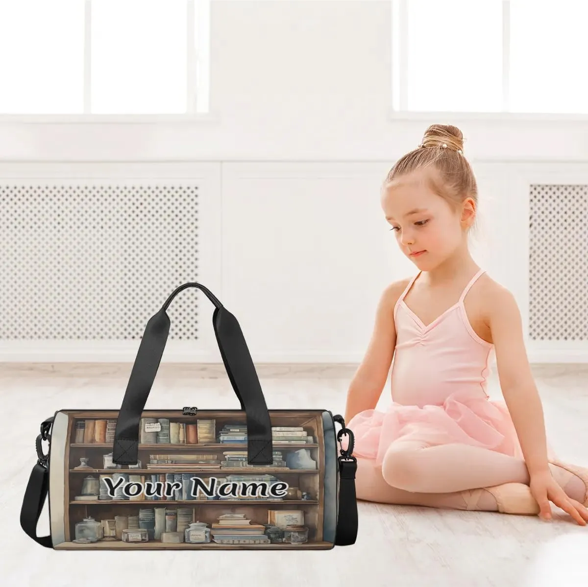 Personalized Duffel Bag for Women, Custom Bookshelf Gym Bag for Sports, Waterproof Dance Bag with Name, Lightweight Carryon Gym Bag, Educational