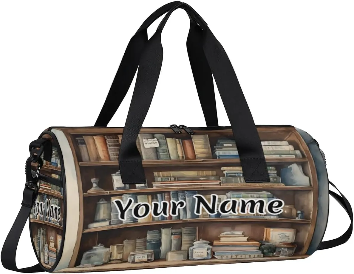 Personalized Duffel Bag for Women, Custom Bookshelf Gym Bag for Sports, Waterproof Dance Bag with Name, Lightweight Carryon Gym Bag, Educational