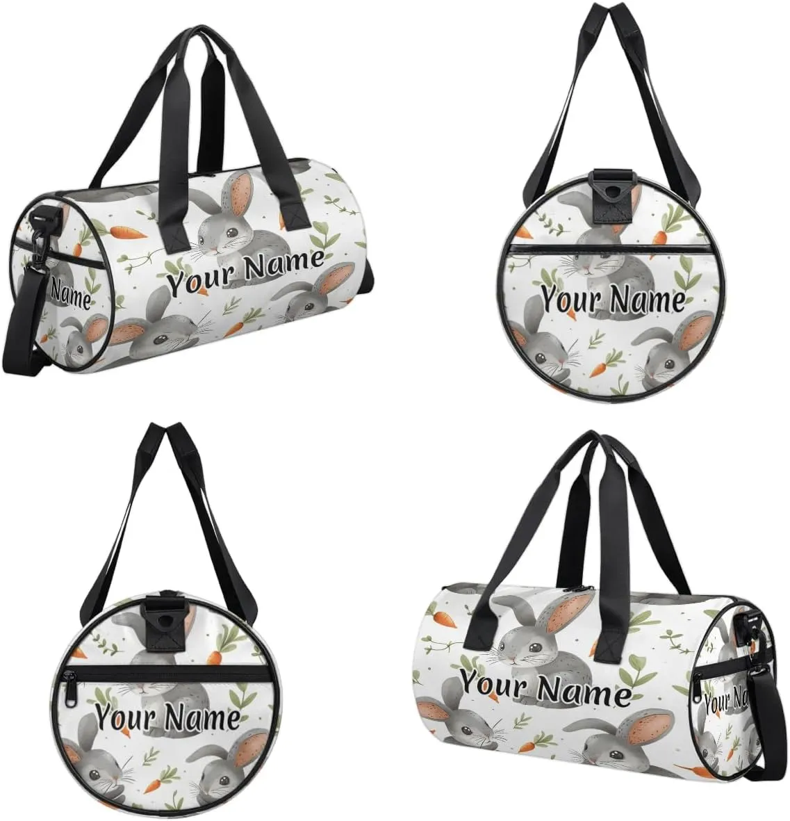 Personalized Duffel Bag for Women, Custom Easter Day Rabbit Carrot Gym Bag for Sports, Waterproof Dance Bag with Name, Lightweight Carryon Gym Bag, Cute Rabbit