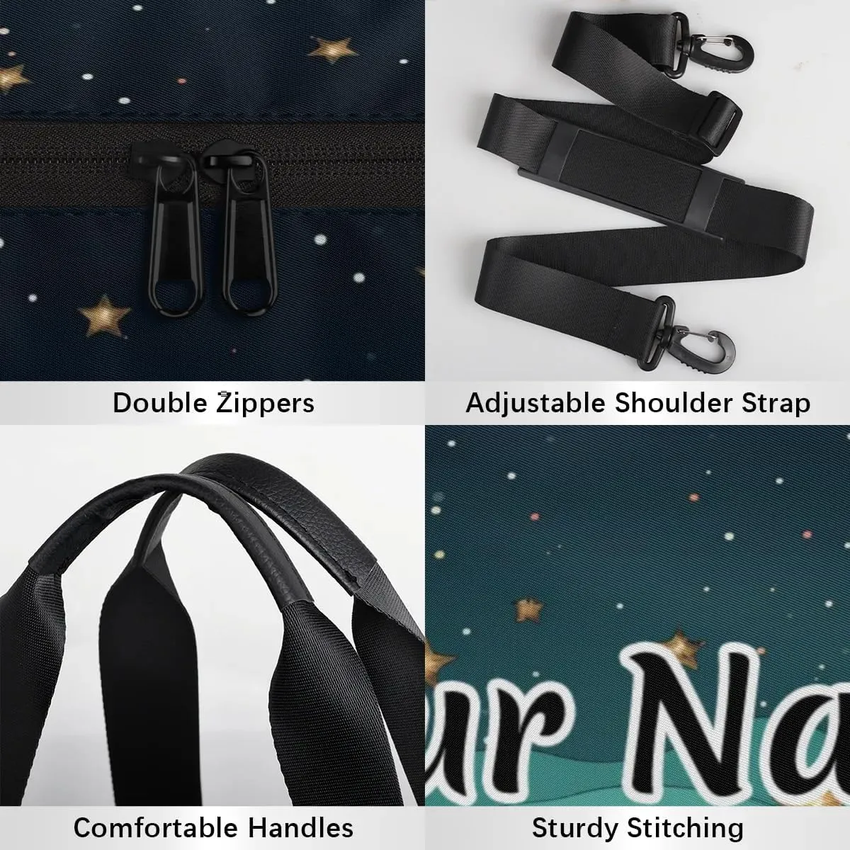 Personalized Duffel Bag for Women, Custom Xmas Tree Gym Bag for Sports, Waterproof Dance Bag with Name, Lightweight Carryon Gym Bag, Christmas
