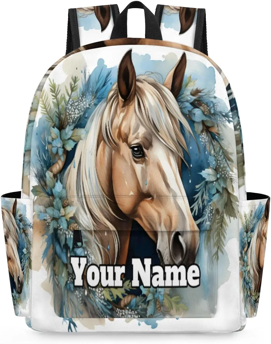 Personalized Horse Preschool Toddler Backpack for Boys Girls Custom Kids Name Small Bookbags Kindergarten Elementary Backpack, Horse Animal