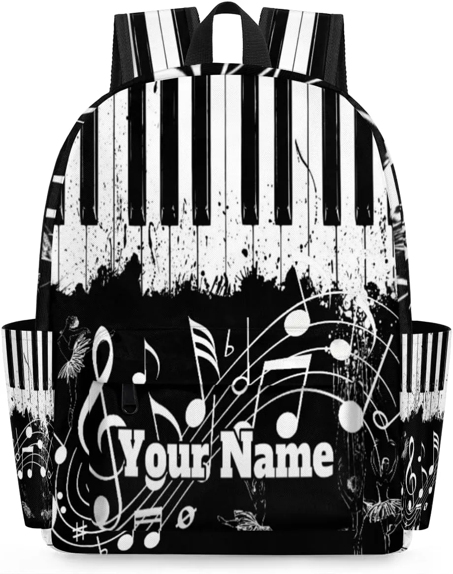 Personalized Music Note Preschool Toddler Backpack for Boys Girls Custom Kids Name Small Bookbags Kindergarten Elementary Backpack, Piano Themed