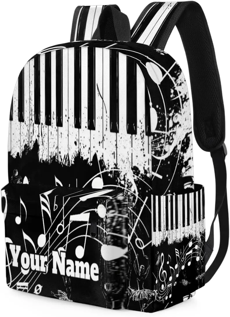 Personalized Music Note Preschool Toddler Backpack for Boys Girls Custom Kids Name Small Bookbags Kindergarten Elementary Backpack, Piano Themed