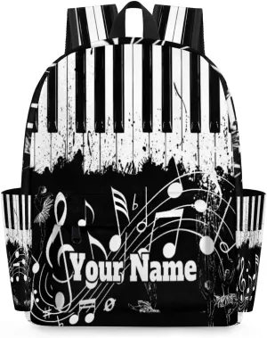Personalized Music Note Preschool Toddler Backpack for Boys Girls Custom Kids Name Small Bookbags Kindergarten Elementary Backpack, Piano Themed