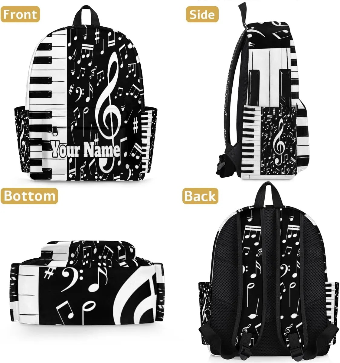 Personalized Piano Keys Music Preschool Toddler Backpack for Boys Girls Custom Kids Name Small Bookbags Kindergarten Elementary Backpack, Music