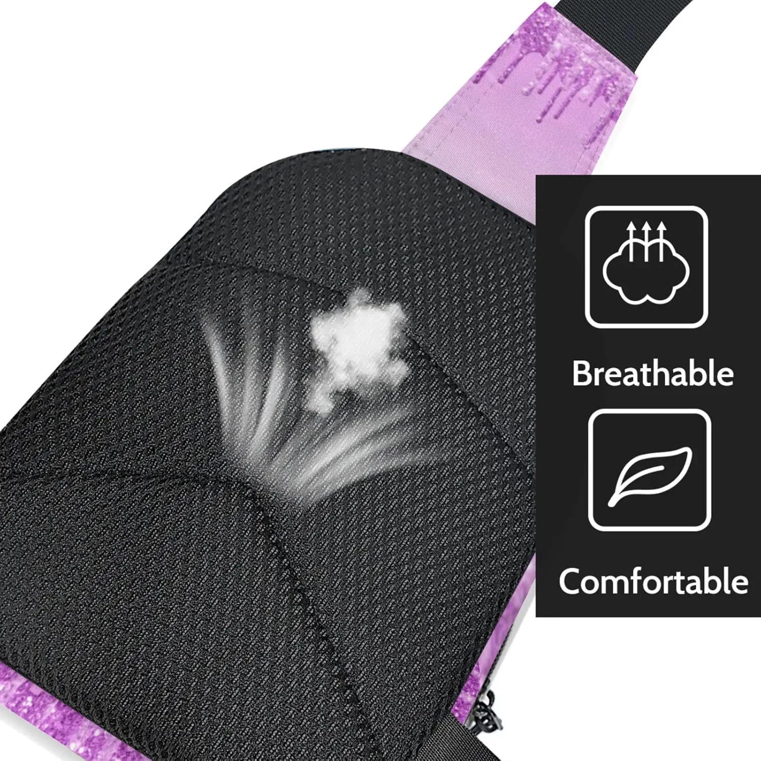 Personalized Sling Bag with Initial Name Custom Crossbody Sling Backpack Customize Chest Bag Daypack for Men Women, Light Purple Glitter