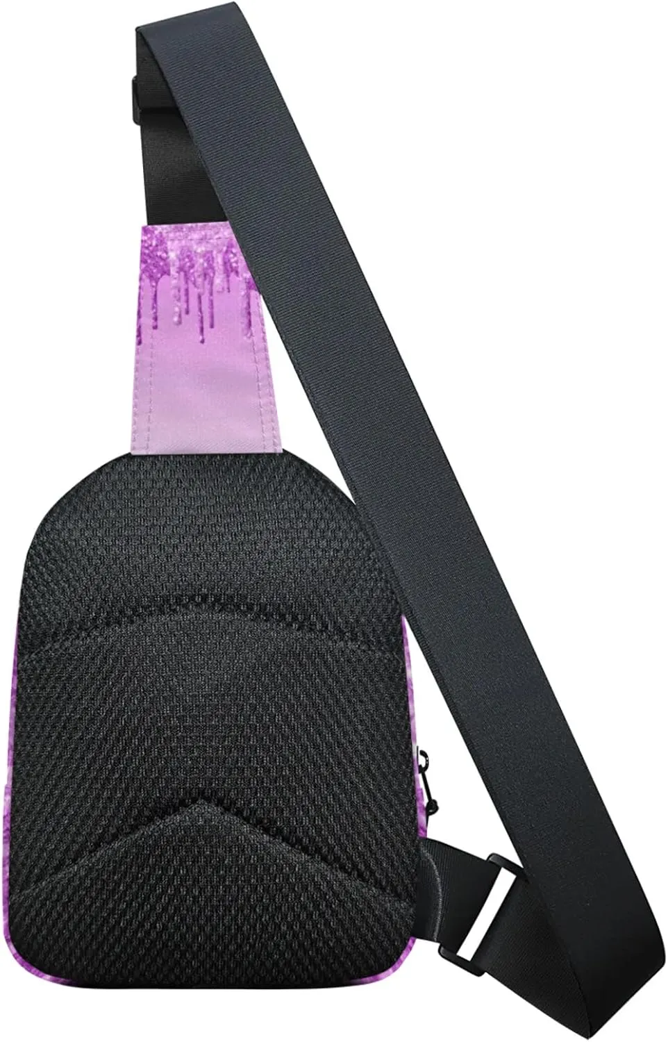 Personalized Sling Bag with Initial Name Custom Crossbody Sling Backpack Customize Chest Bag Daypack for Men Women, Light Purple Glitter