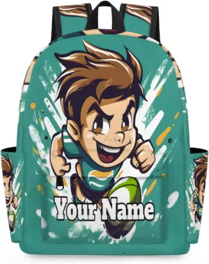 Personalized Sports Rugby Preschool Toddler Backpack for Boys Girls Custom Kids Name Small Bookbags Kindergarten Elementary Backpack, Rugby