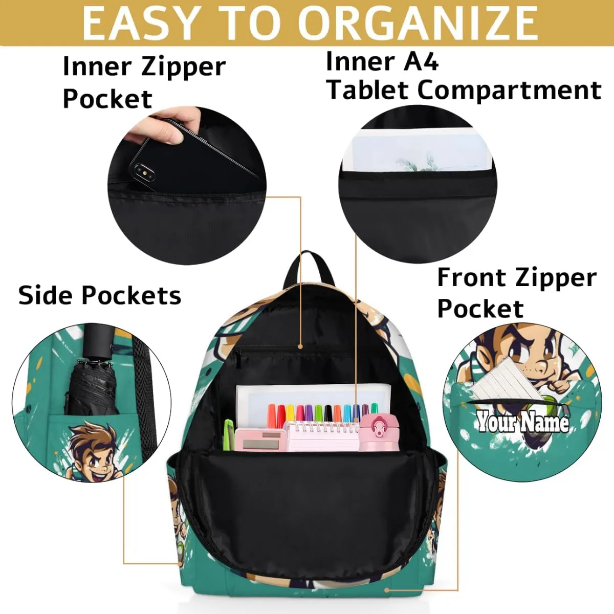 Personalized Sports Rugby Preschool Toddler Backpack for Boys Girls Custom Kids Name Small Bookbags Kindergarten Elementary Backpack, Rugby