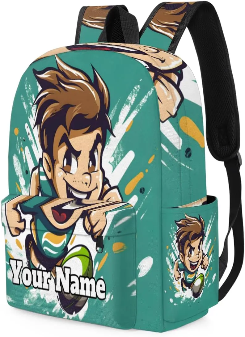 Personalized Sports Rugby Preschool Toddler Backpack for Boys Girls Custom Kids Name Small Bookbags Kindergarten Elementary Backpack, Rugby