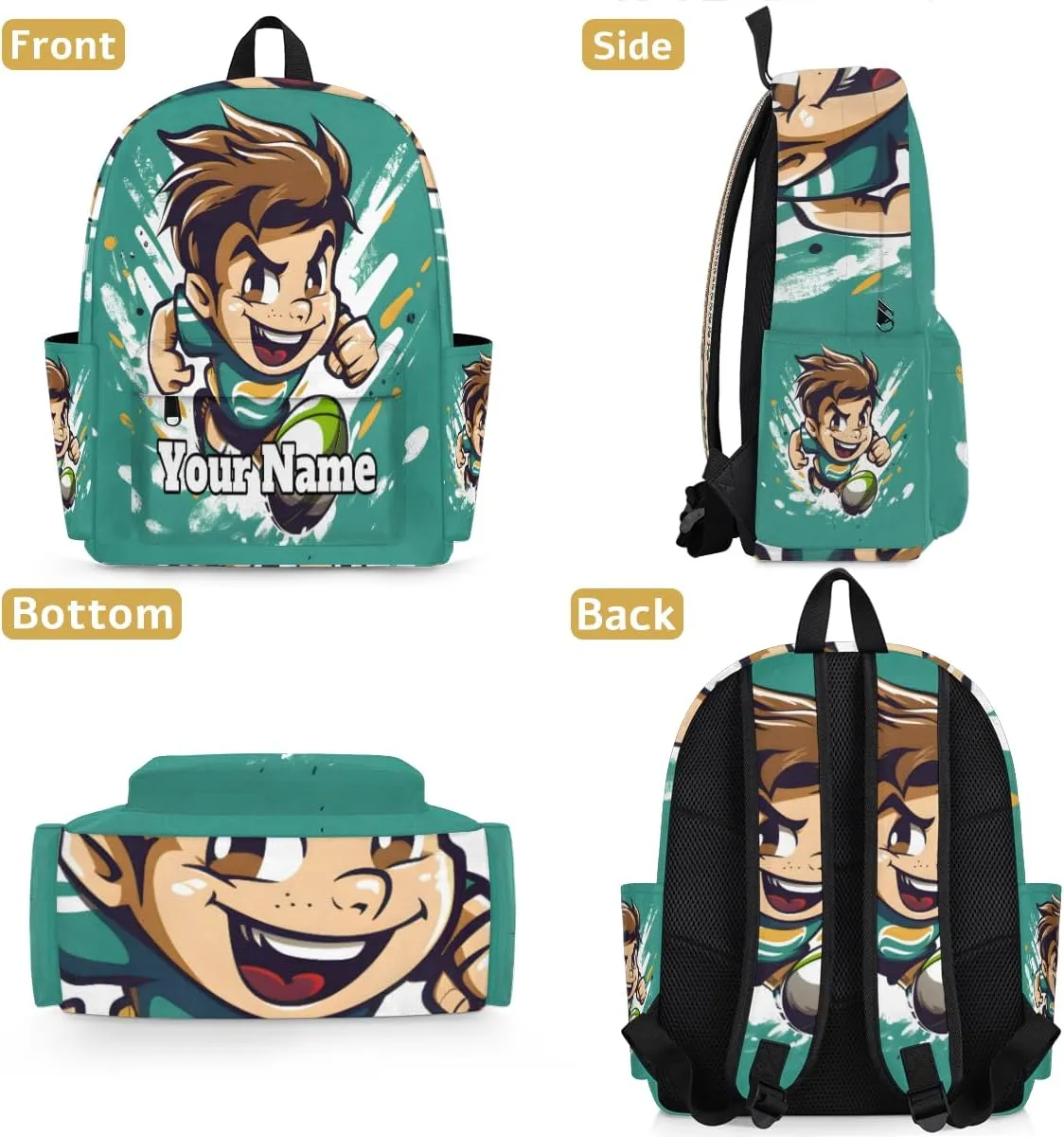 Personalized Sports Rugby Preschool Toddler Backpack for Boys Girls Custom Kids Name Small Bookbags Kindergarten Elementary Backpack, Rugby