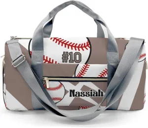 Personalized Team Baseball Brown Duffel Bag,Customized Sport Player Travel Bag for Gifts