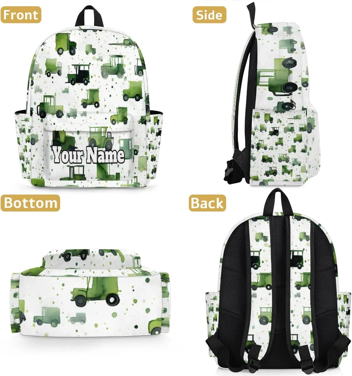 Personalized Truck Tractors Preschool Toddler Backpack for Boys Girls Custom Kids Name Small Bookbags Kindergarten Elementary Backpack, Tractors
