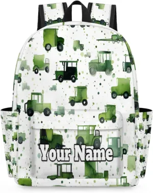 Personalized Truck Tractors Preschool Toddler Backpack for Boys Girls Custom Kids Name Small Bookbags Kindergarten Elementary Backpack, Tractors
