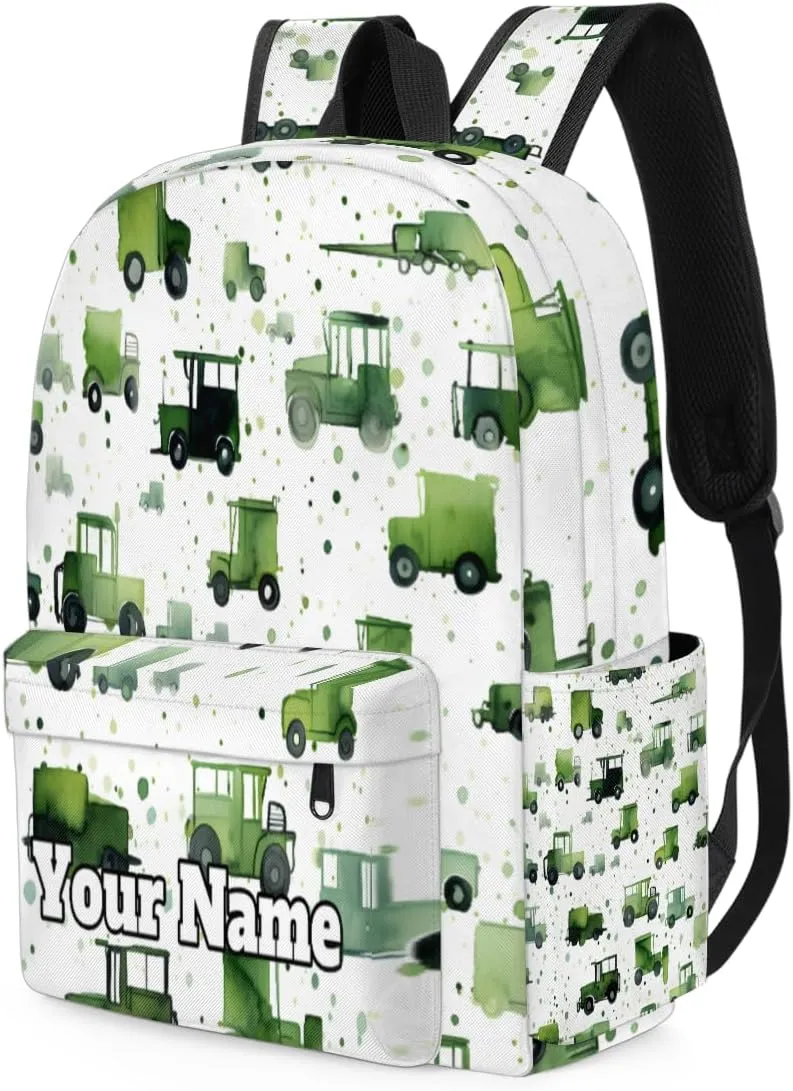 Personalized Truck Tractors Preschool Toddler Backpack for Boys Girls Custom Kids Name Small Bookbags Kindergarten Elementary Backpack, Tractors