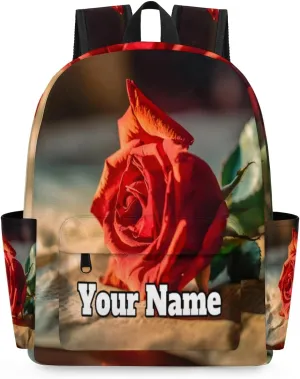Personalized Valentine's Day Preschool Toddler Backpack for Boys Girls Custom Kids Name Small Bookbags Kindergarten Elementary Backpack, Rose Flowers