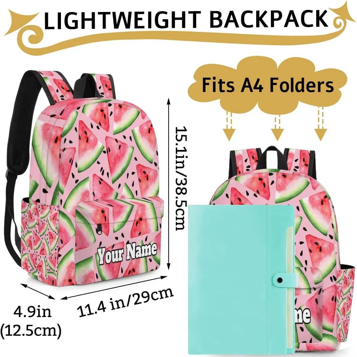 Personalized Watermelon Preschool Toddler Backpack for Boys Girls Custom Kids Name Small Bookbags Kindergarten Elementary Backpack, Watermelon Pattern