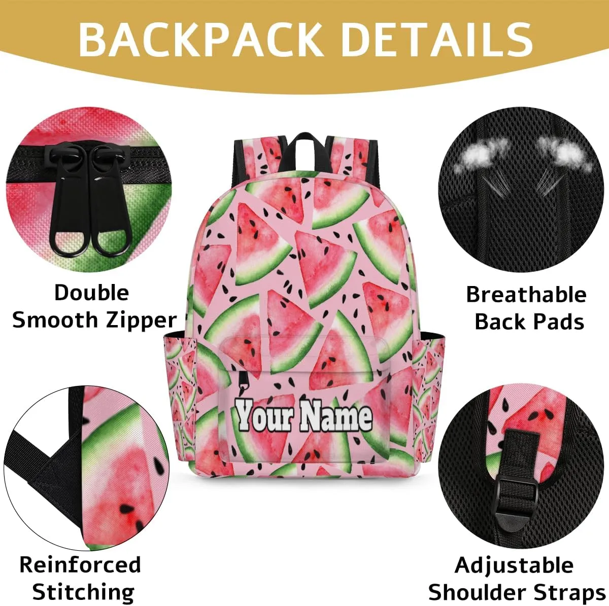Personalized Watermelon Preschool Toddler Backpack for Boys Girls Custom Kids Name Small Bookbags Kindergarten Elementary Backpack, Watermelon Pattern